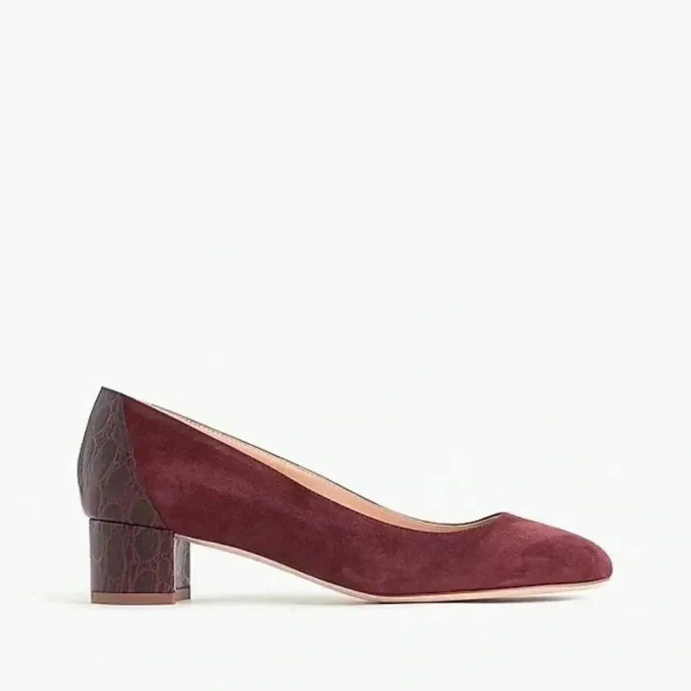 J.crew burgundy suede heels‎ 7